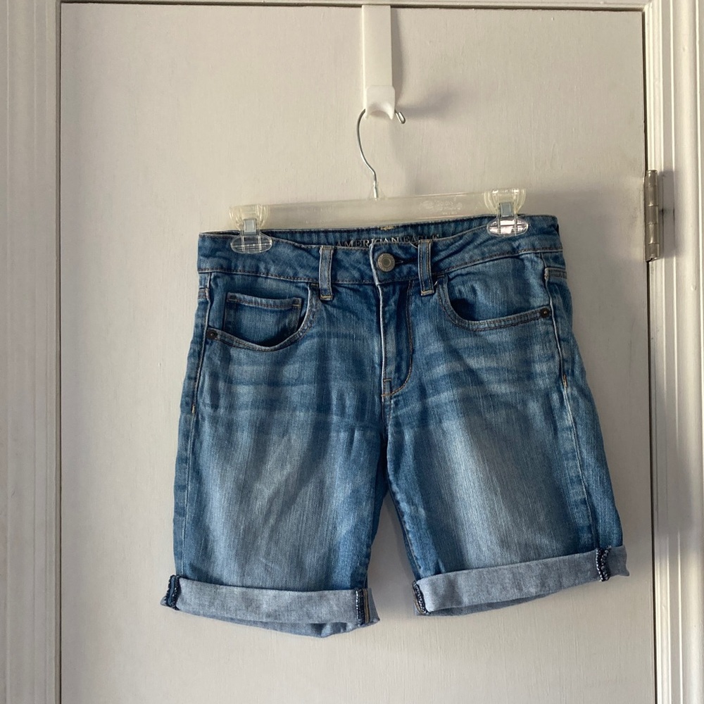 American Eagle Outfitters Light Cuffed Bermuda Jean Shorts